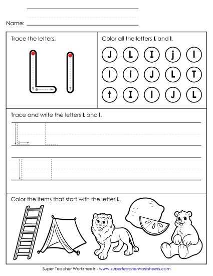 free printable letter l worksheets