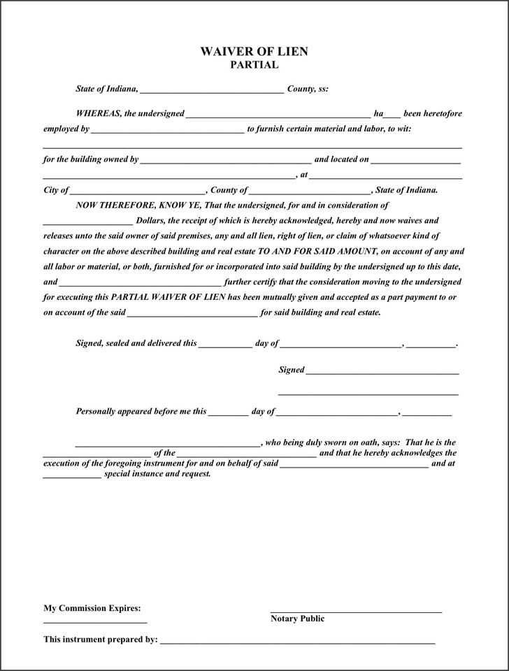 free printable lien waiver form