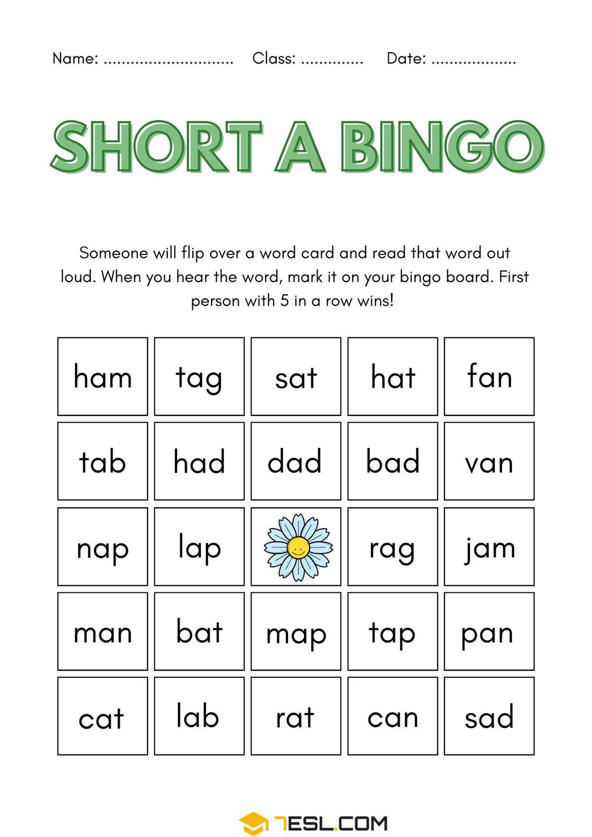 free printable short a worksheets