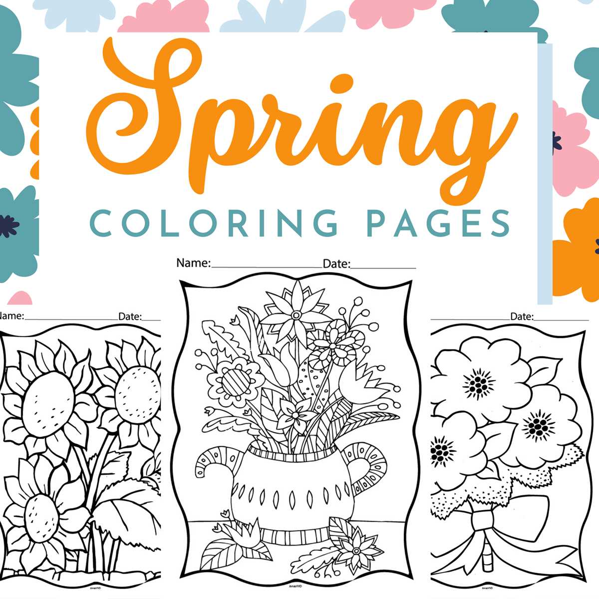 free printable spring flowers coloring pages