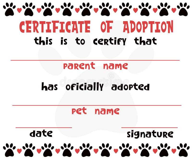free printable stuffed animal adoption certificate