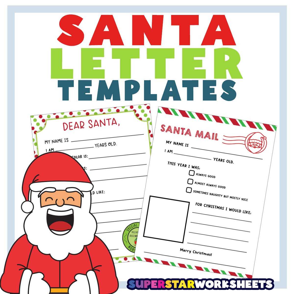 free santa letter printable templates