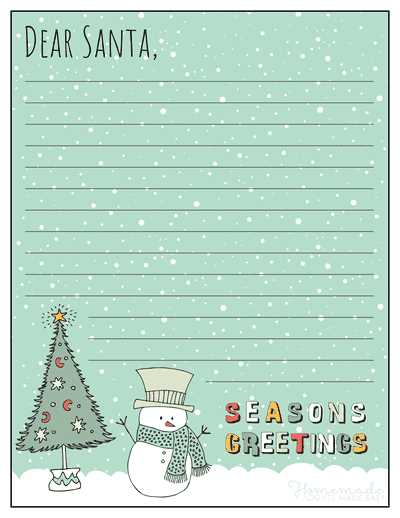 free santa stationary printable