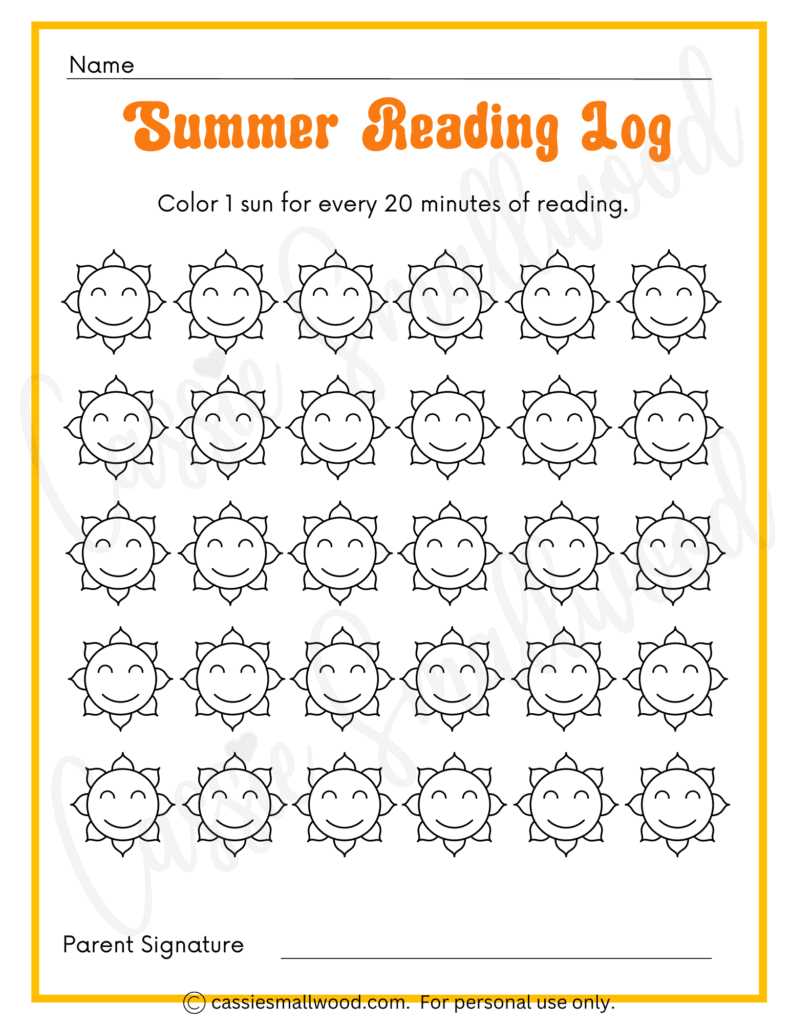 free summer reading log printable