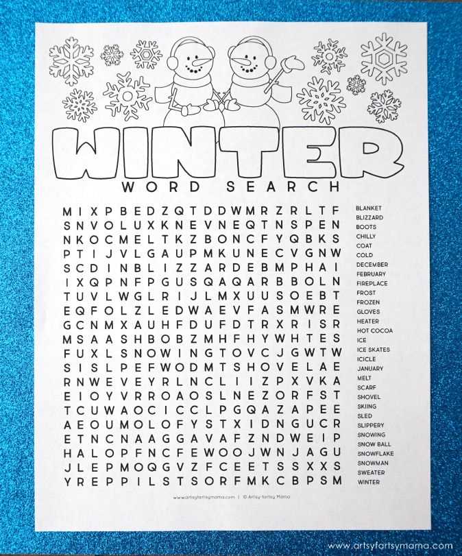 free winter word search printable