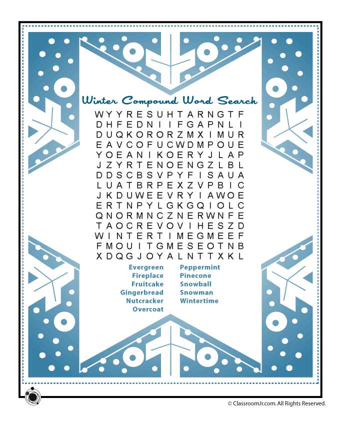 free winter word search printable