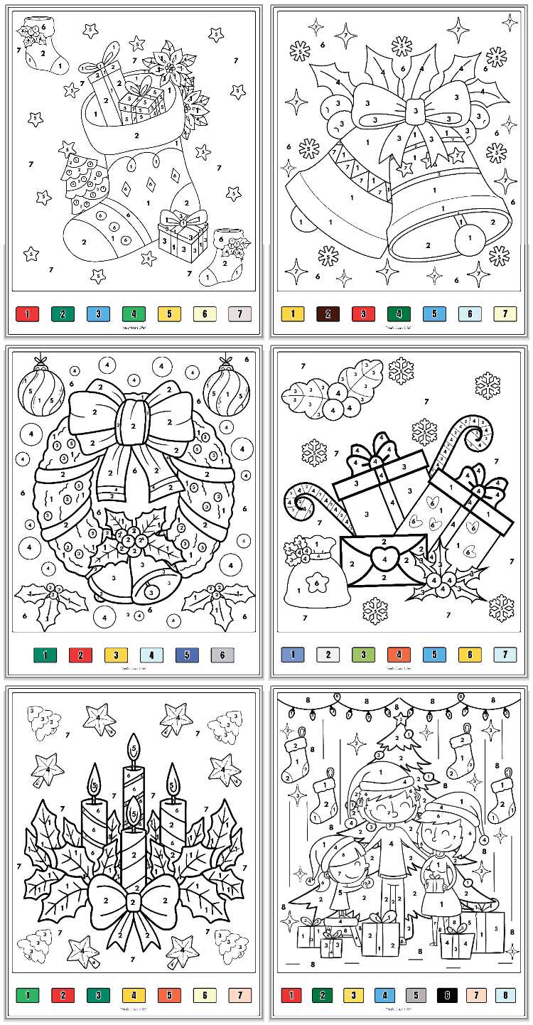 color by number free printable christmas