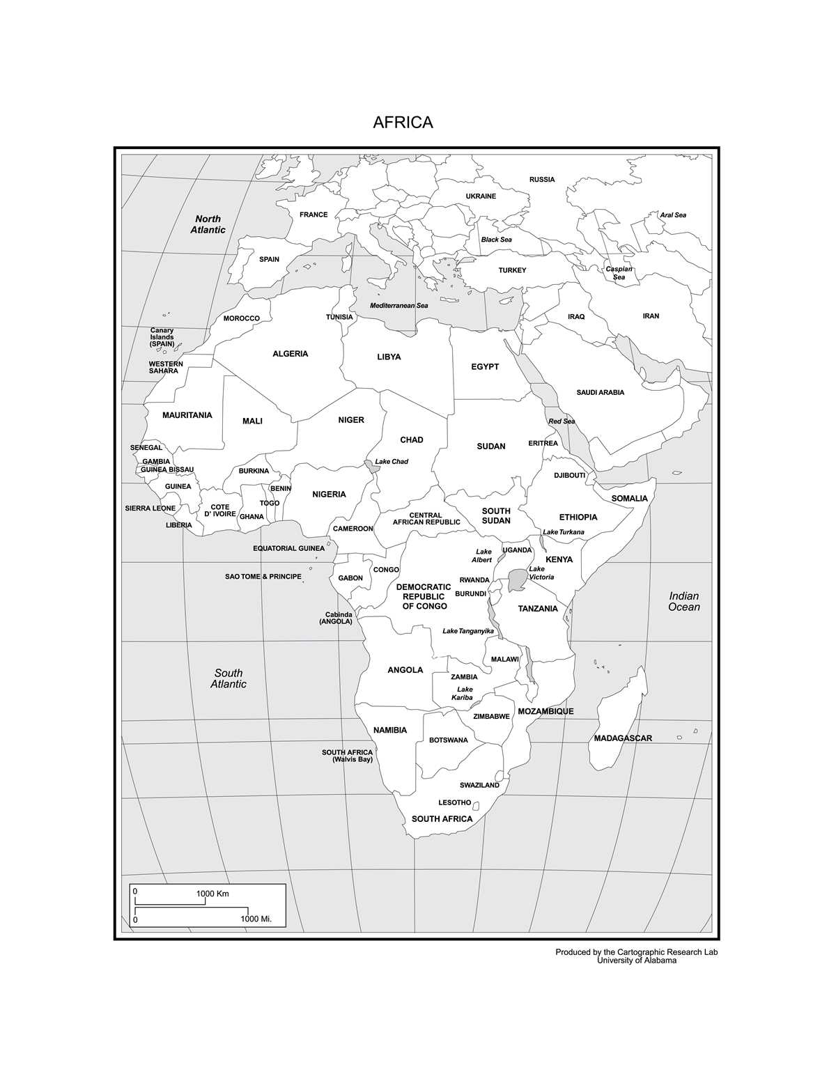 blank printable map of africa