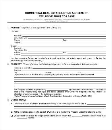printable commercial lease agreement
