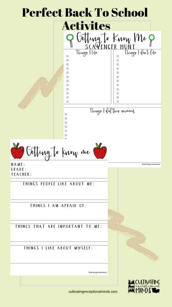 getting to know you printables