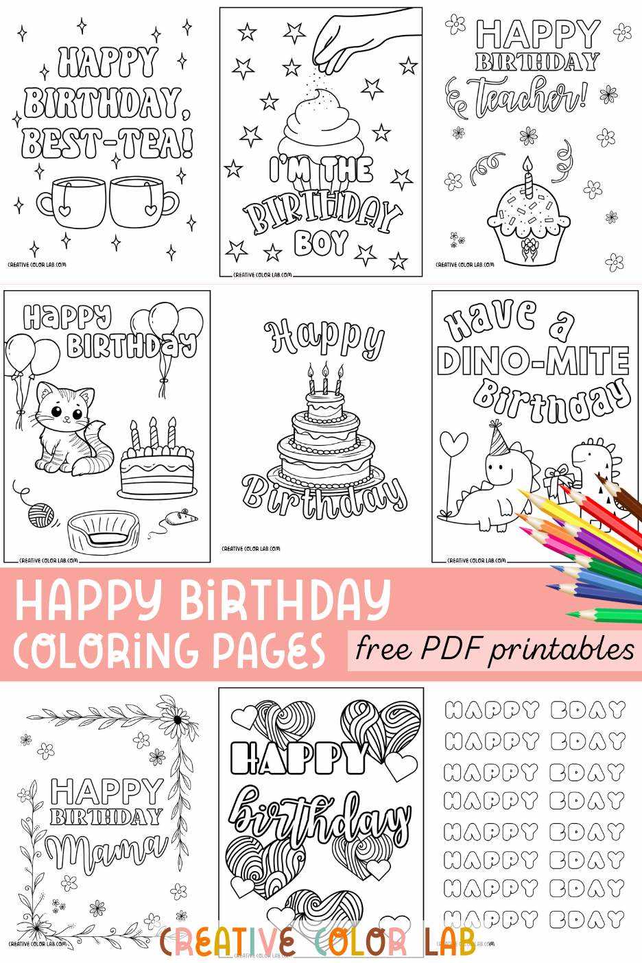 happy birthday printable coloring page