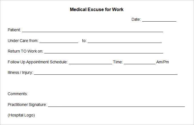 doctor note for work printable