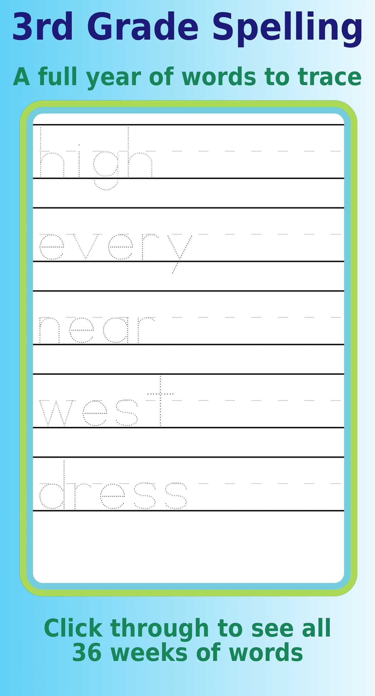 3rd grade spelling words printable