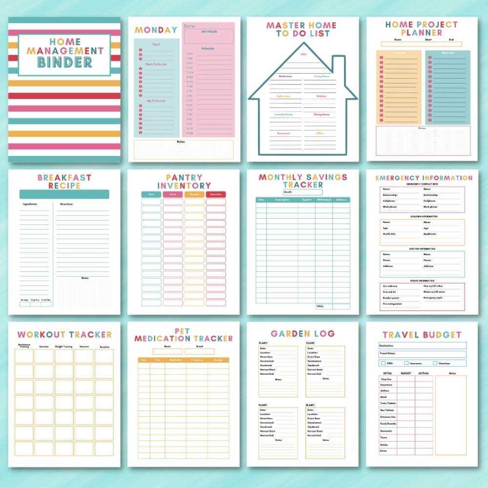 home management binder printables