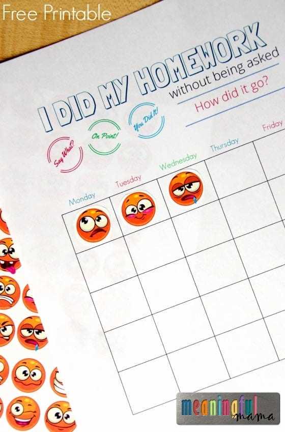 homework chart printable homework chart printable