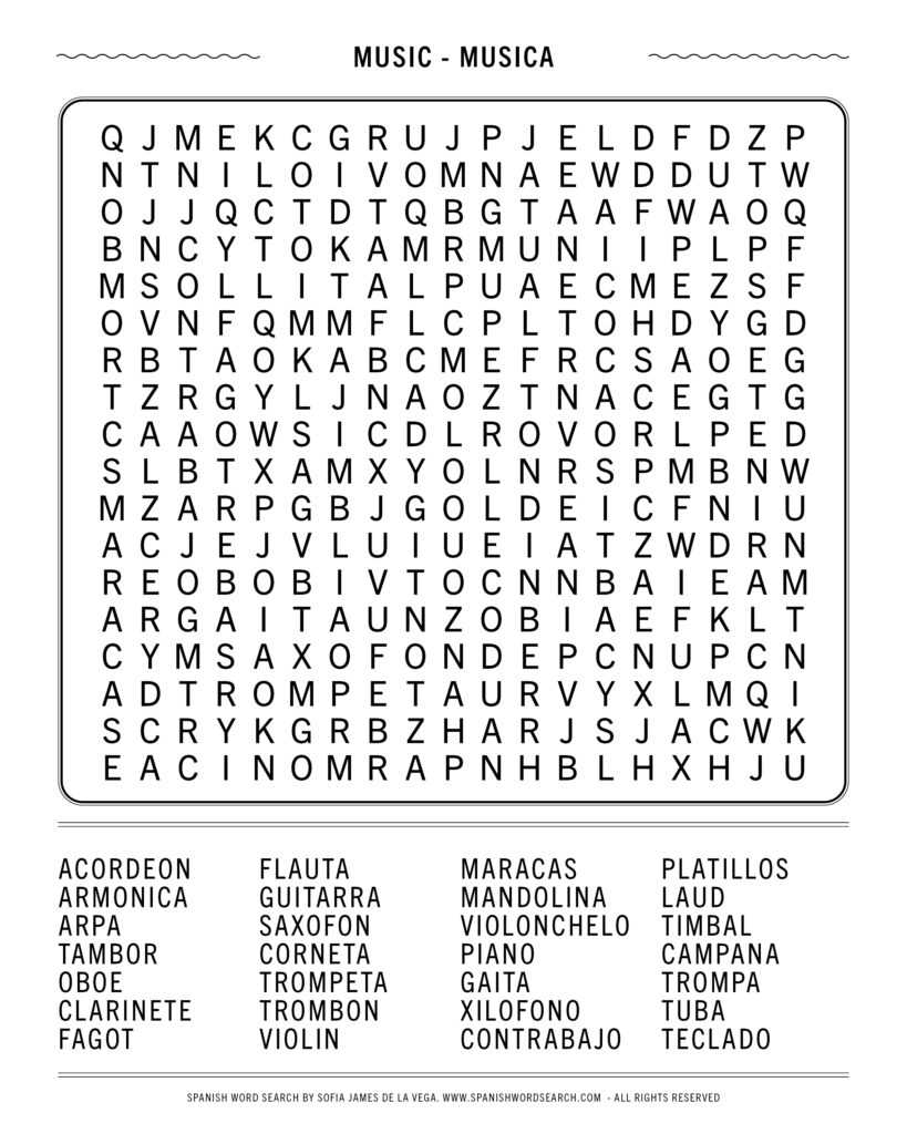 music word puzzles printable