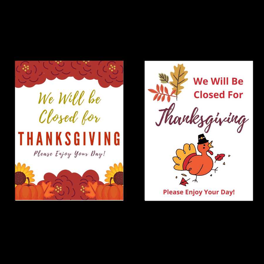 free printable closed for thanksgiving signs