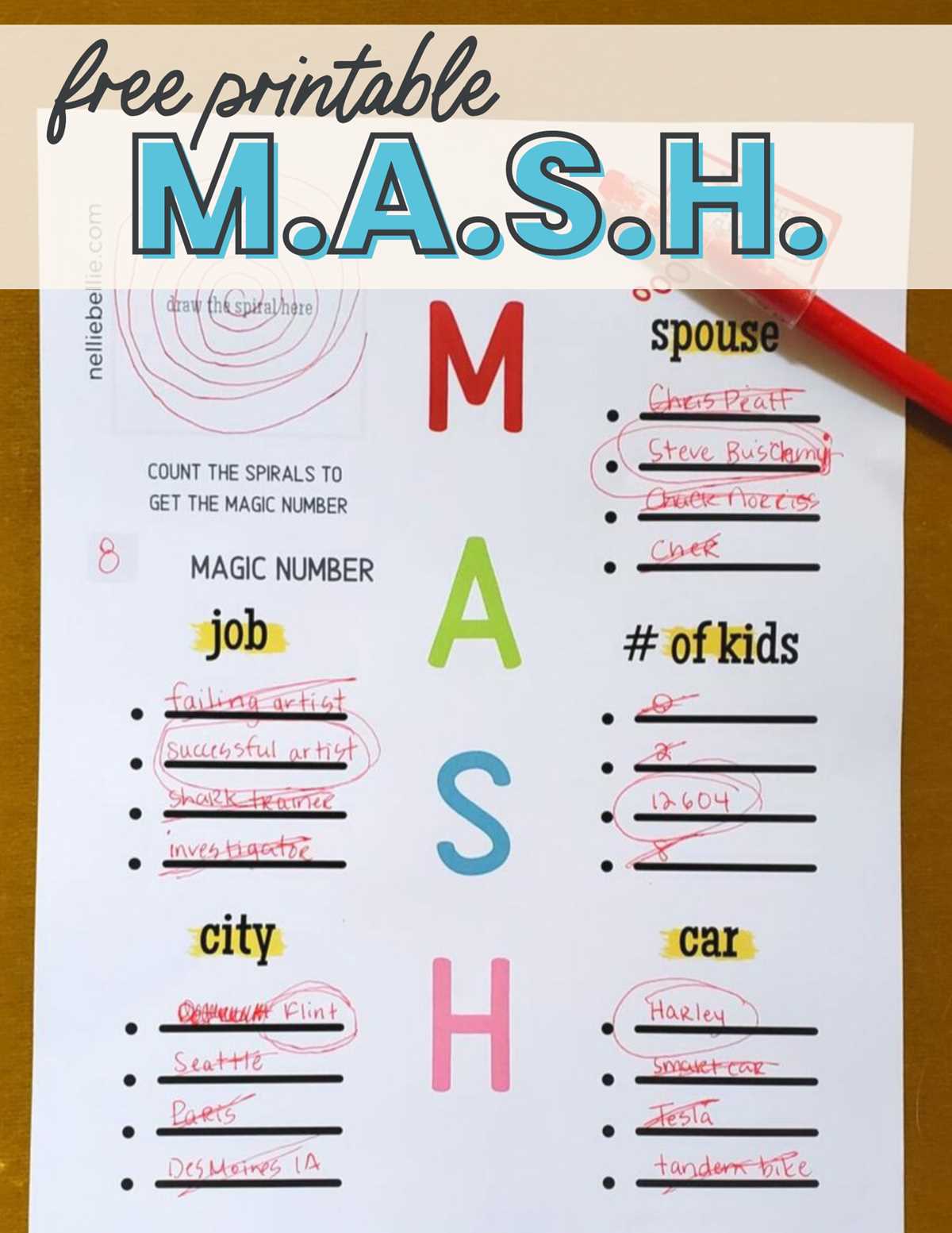 mash game printable