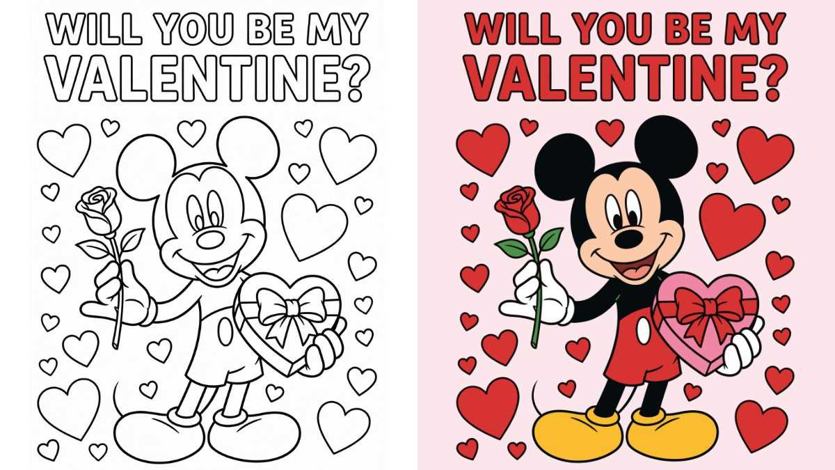 disney valentines coloring pages printable