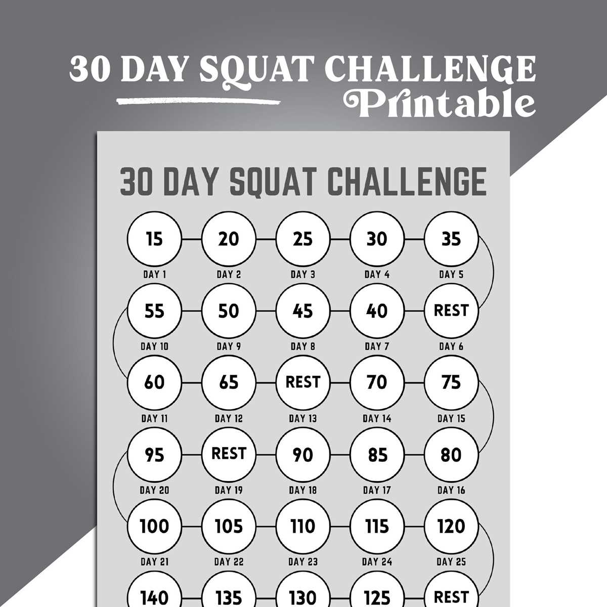 printable squat challenge