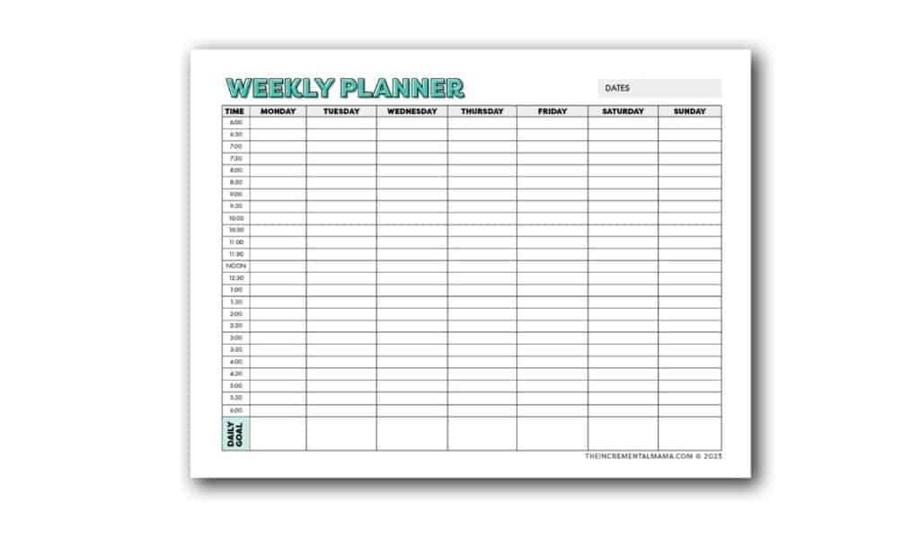 printable daily planner with time slots