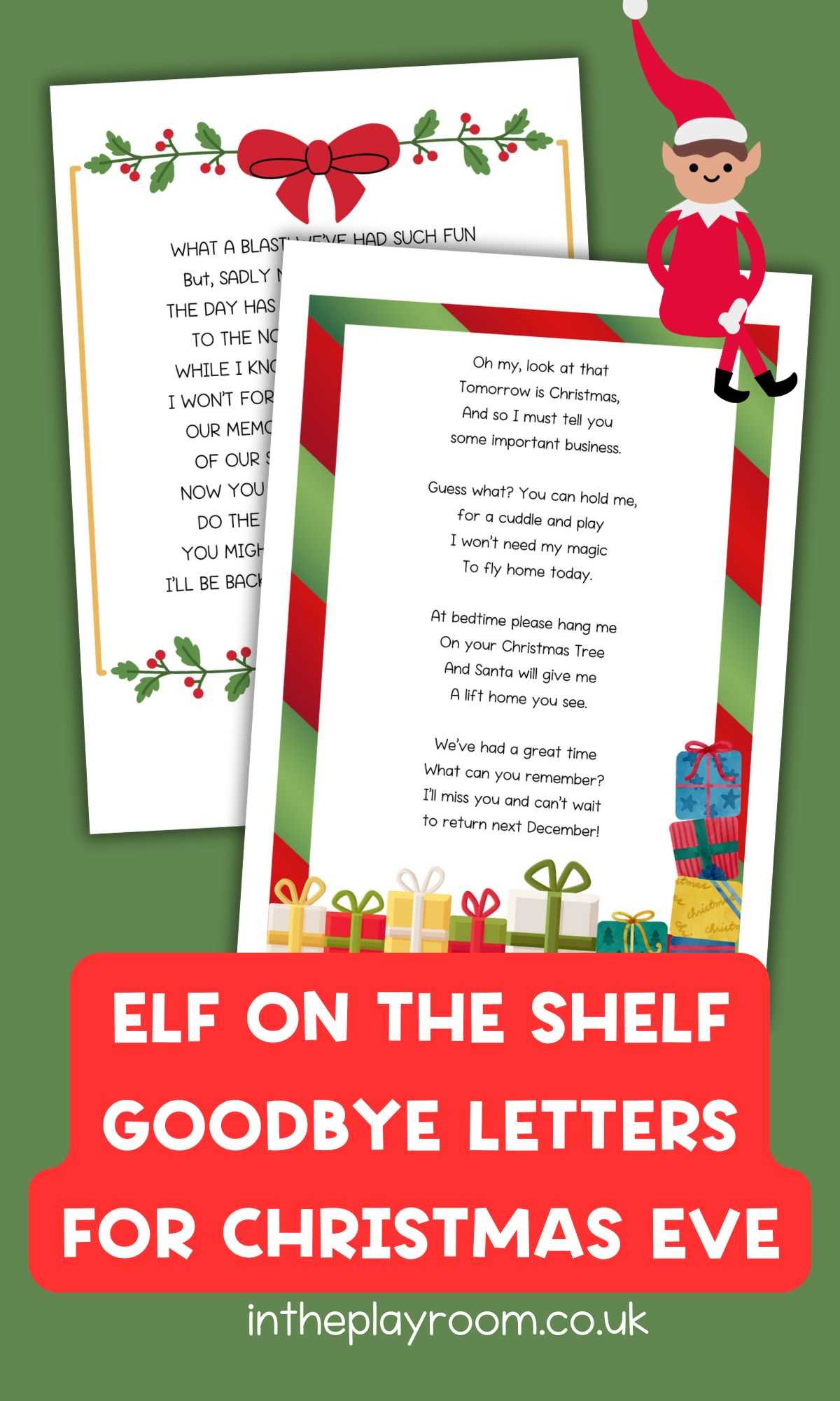 goodbye letter from elf on the shelf free printable