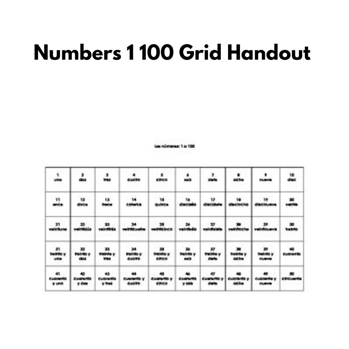 printable spanish numbers 1 100