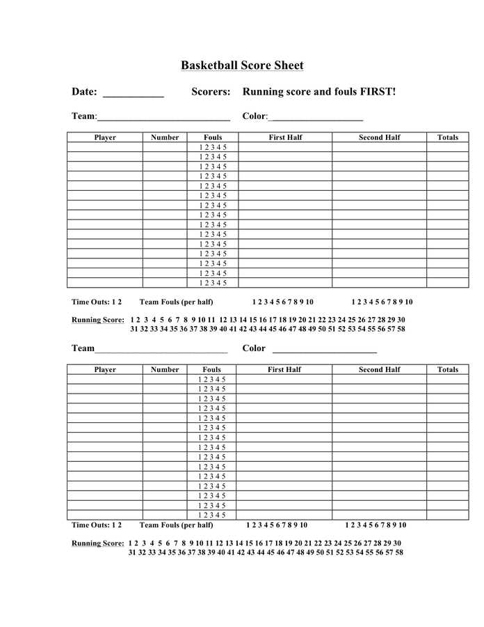 basketball scoring sheet printable