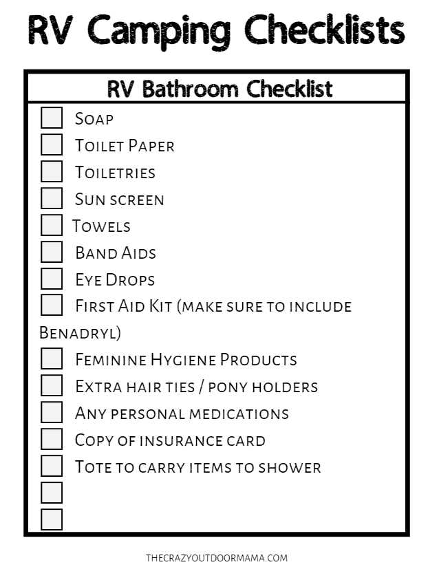 printable rv checklist