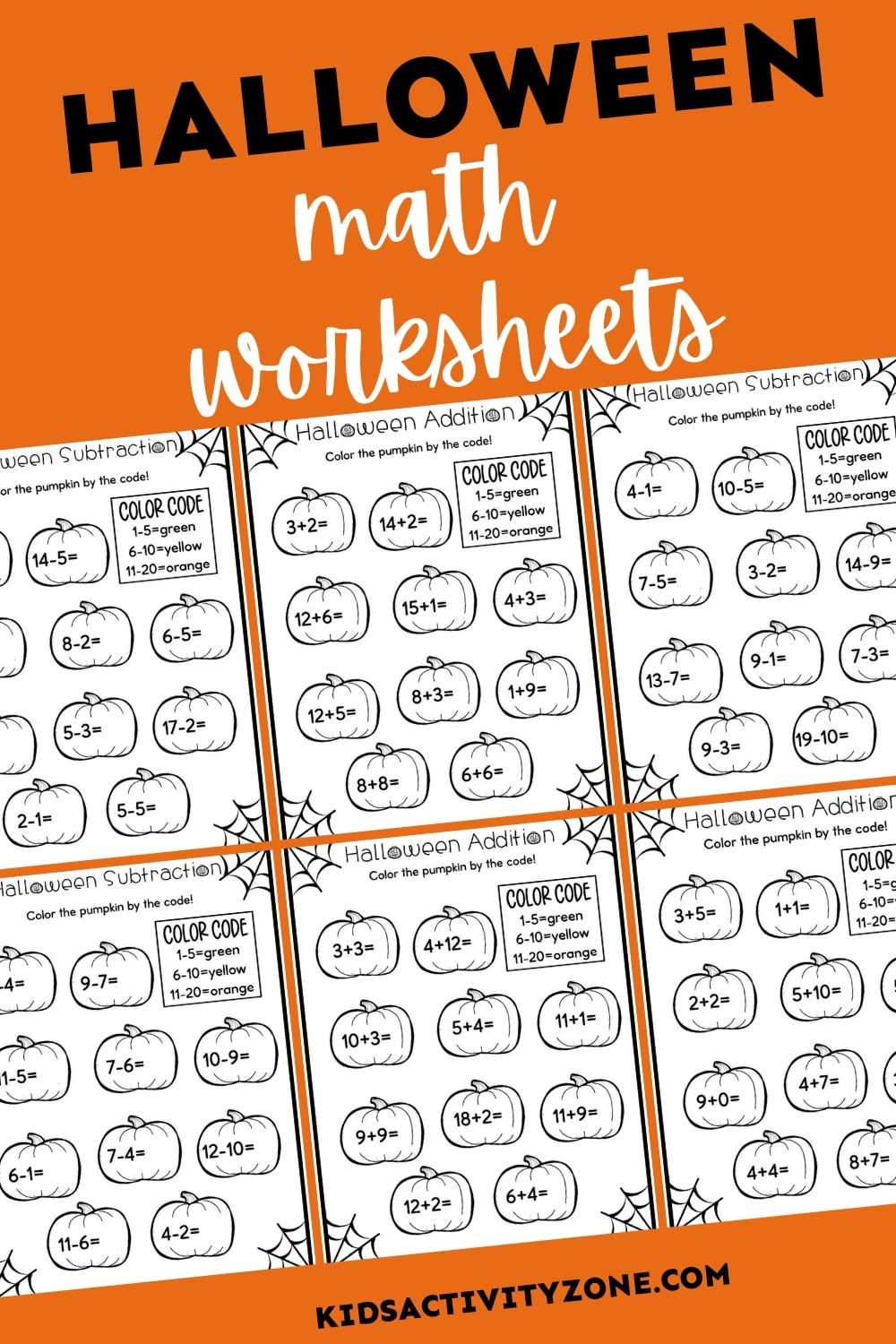 free printable halloween math worksheets