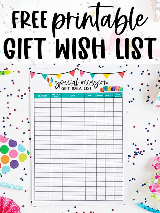printable gift list