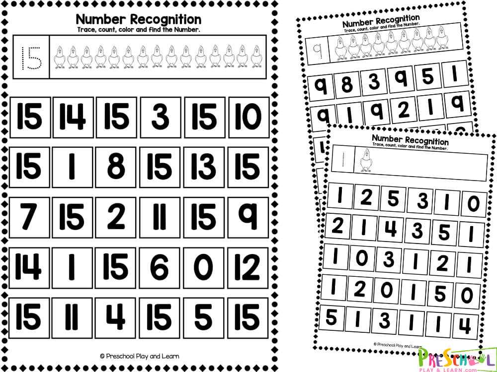 number activities for preschoolers printable