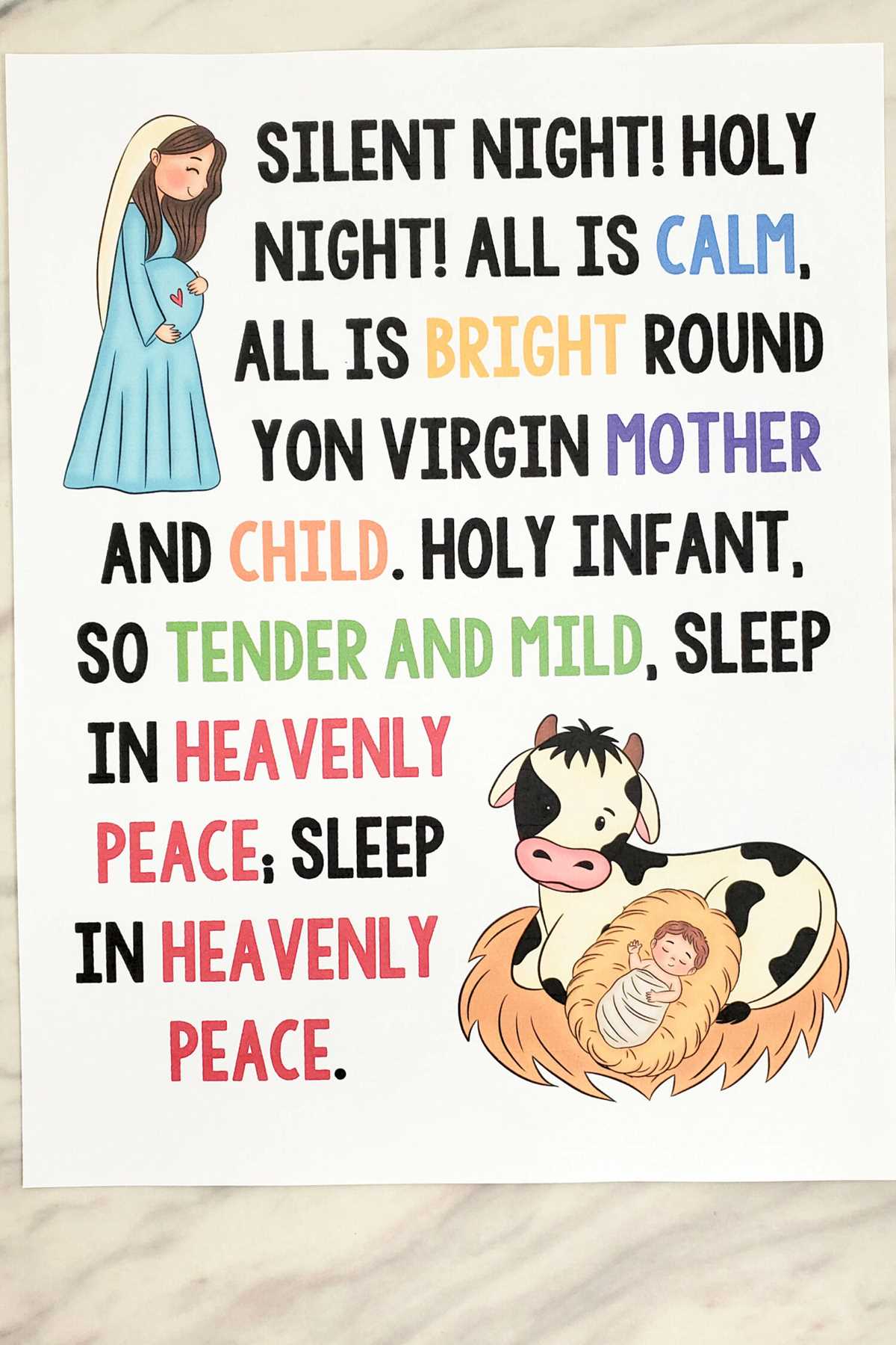 silent night printable silent night printable