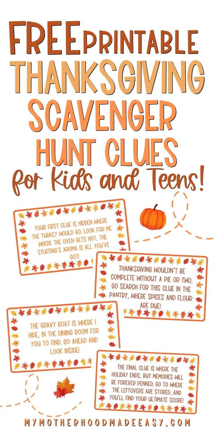 thanksgiving scavenger hunt printable