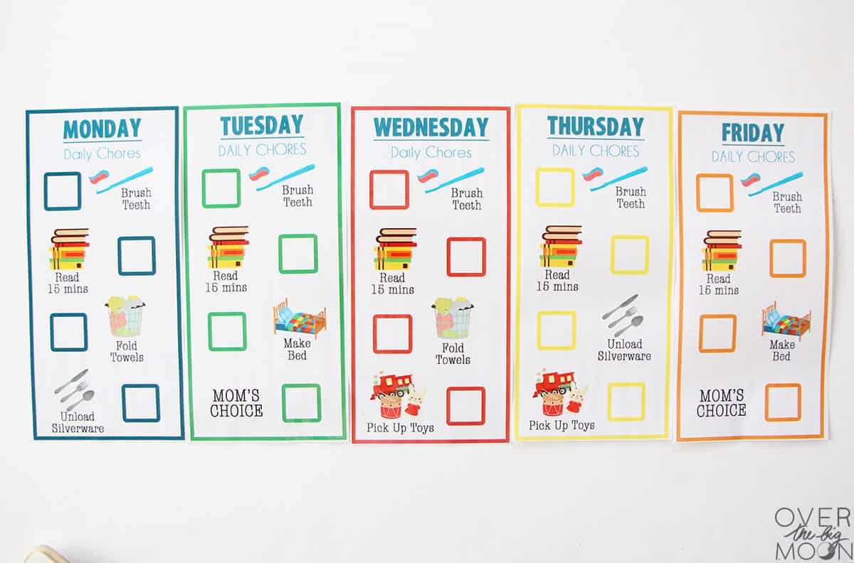 daily chore chart printable