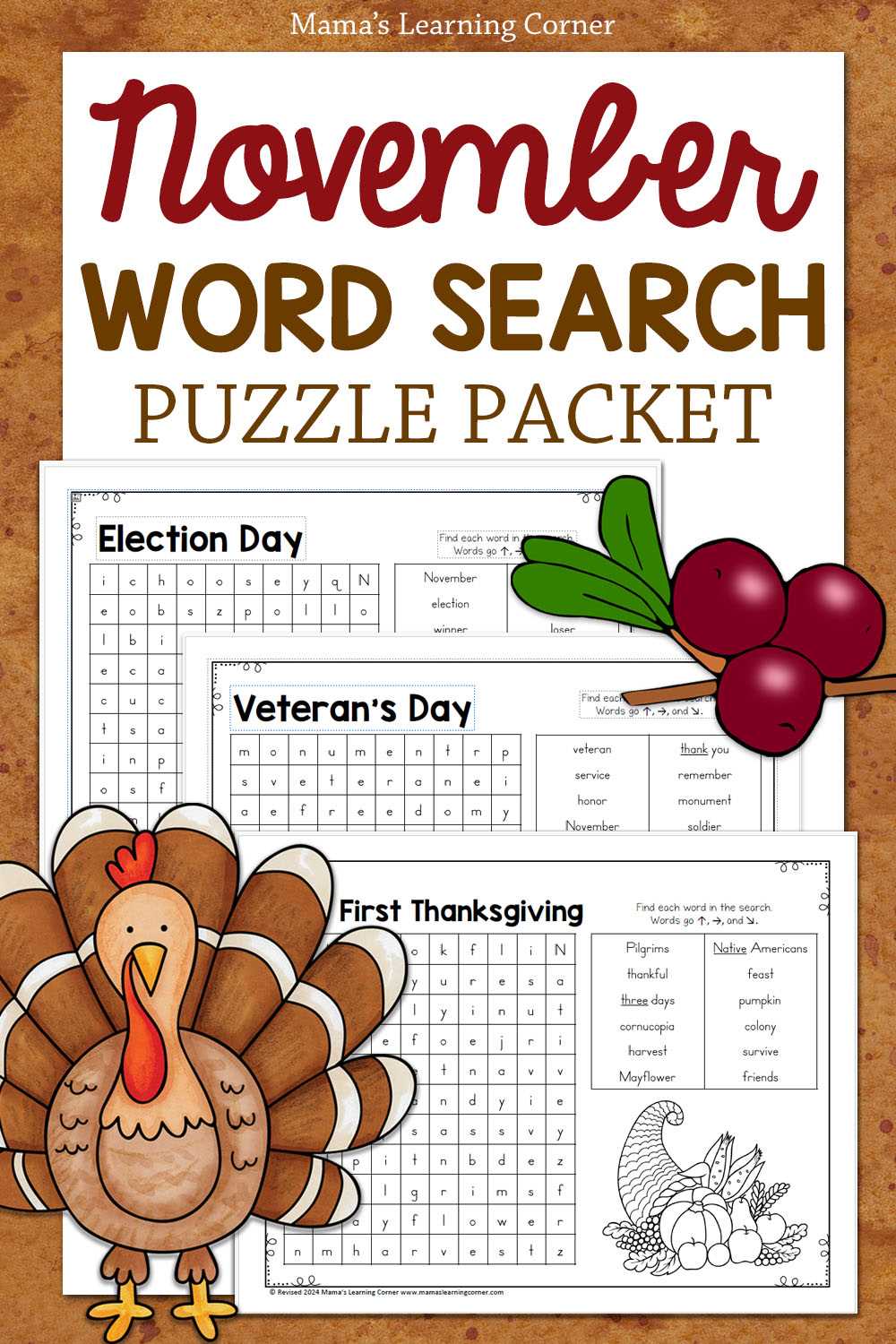 word search printable thanksgiving