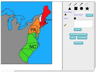 map thirteen colonies printable