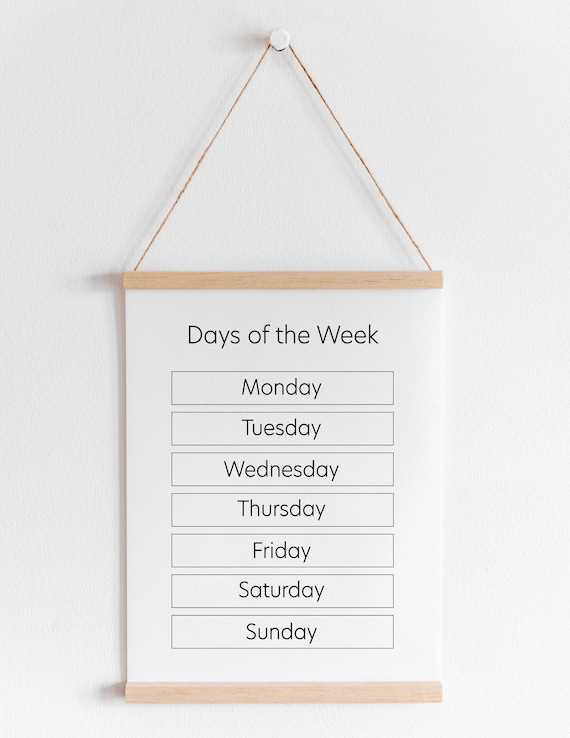printable days of week chart