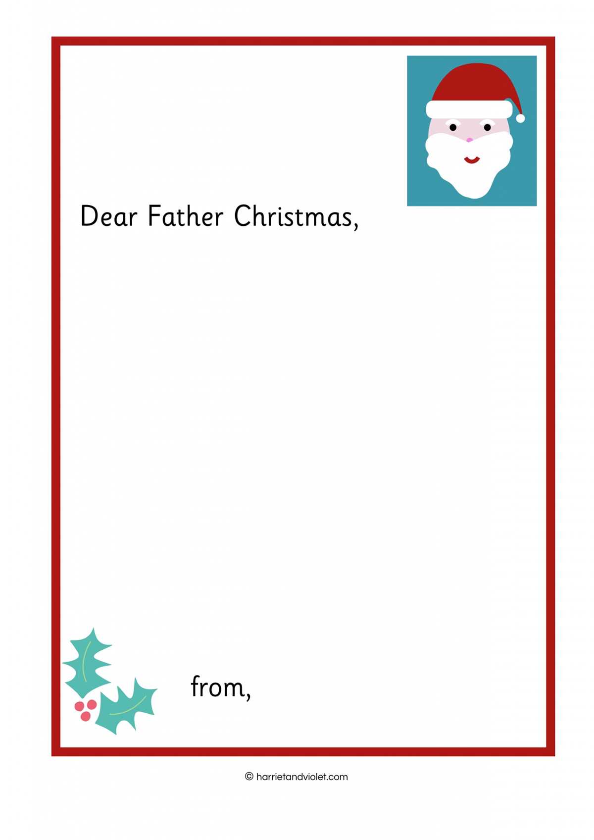 letter to father christmas free printable