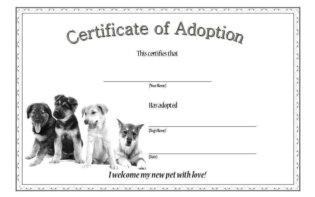 pet adoption certificate free printable
