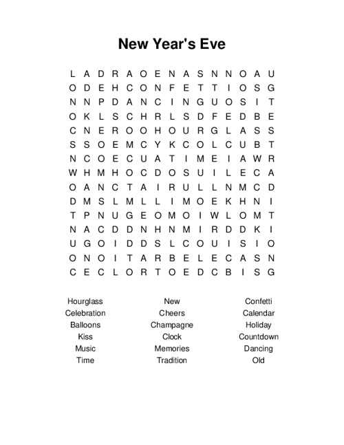 new years word search printable