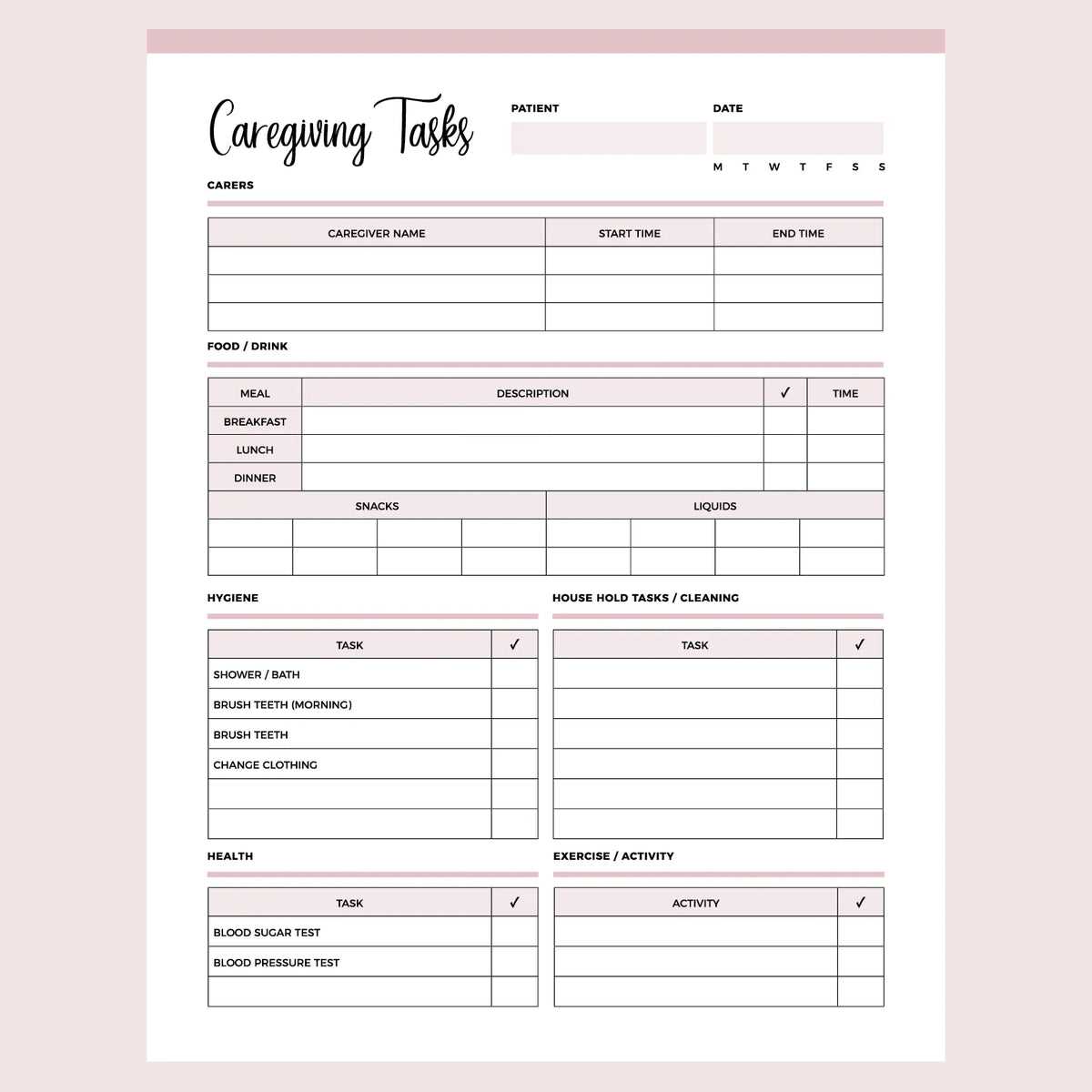 printable daily checklist