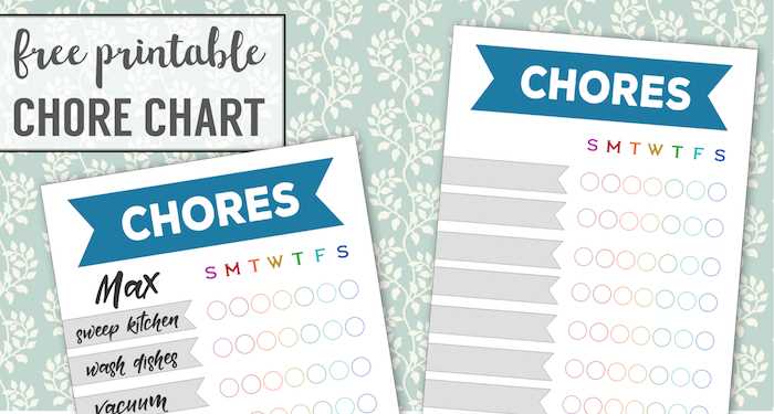 free printable chore list template