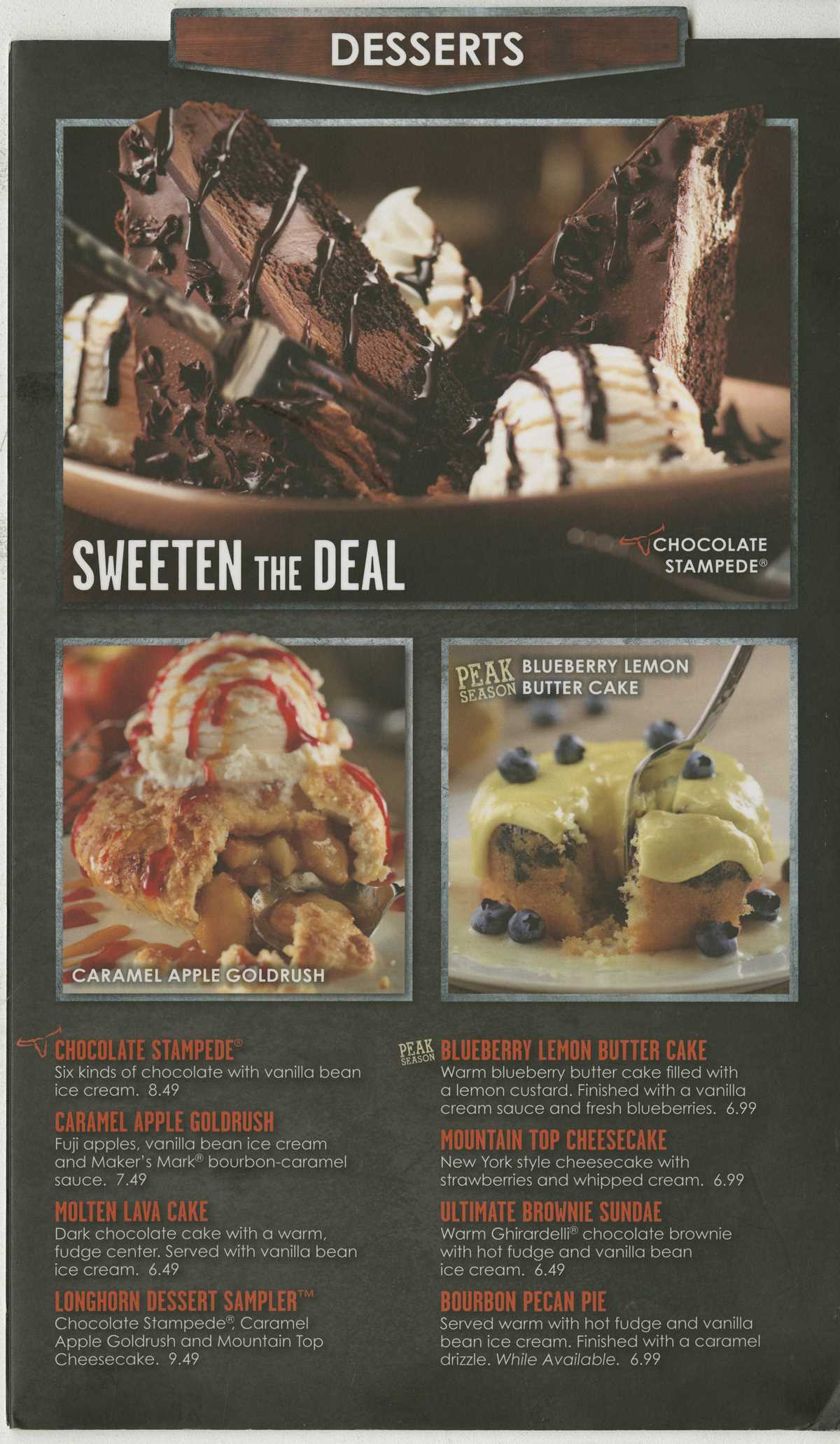 longhorn printable menu