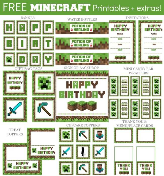 minecraft printables birthday