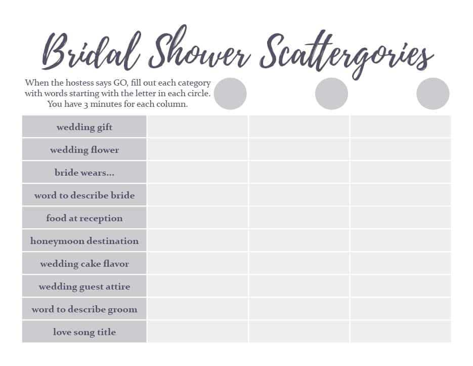 wedding shower printables free