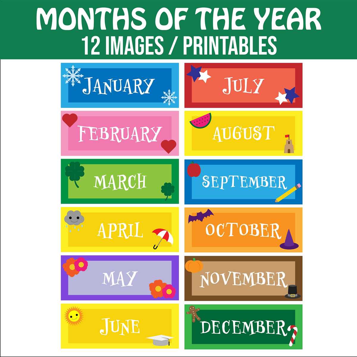 month of the year printables