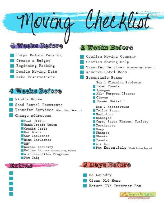 moving to do list printable