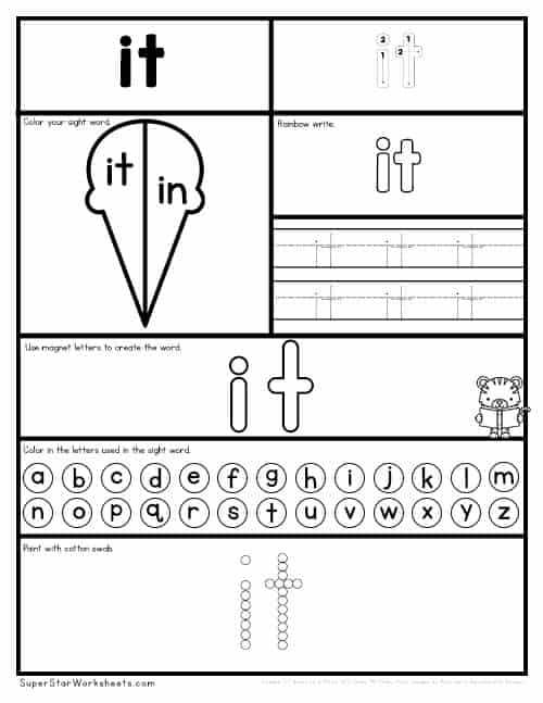 free printable sight words worksheets
