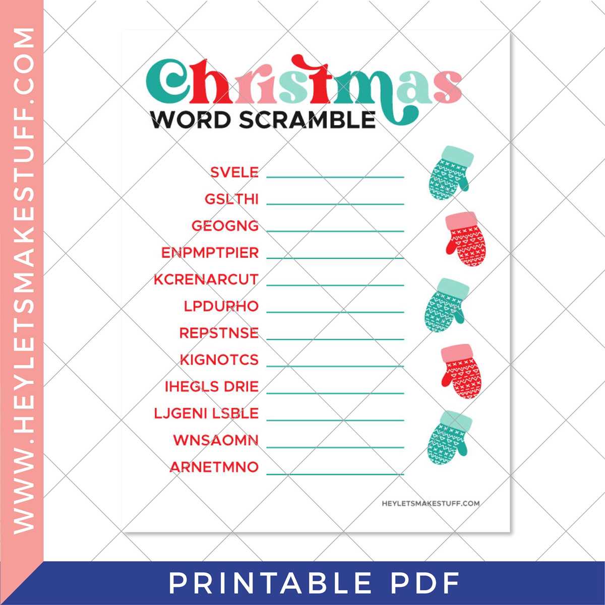 free printable christmas word scramble